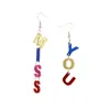 Dangle Lustre Lettres Boucles D'oreilles En Gros Acrylique Femmes Missyou OMG Asymétrique Mode Couleur Tempérament Goutte Rétro