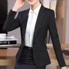 Costumes pour femmes Blazers Hiver Mode Femmes Stripe Pantalon Costume Formel Affaires À Manches Longues Mince Blazer Et Pantalon Bureau Dames Plus La Taille W