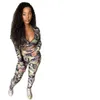 Womens Tracksuit Camouflage Lange Mouw Print Jas Hoge Taille Skinny Broek Mode Casual Outfits Joggers Pak Twee Stuk Sets 210525