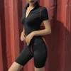 PENERAN Shorts Sport Jumpsuit Women Sportswear Dry Fit Short Sports Overalls Black Summer Gym Clothing Zipper Yoga Costume T200610