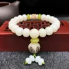 Strand pärlstav strängar original design naturlig vit bodhi rotpärlor armband lotus bract för kvinnor meditation balansera smycken gåva raym22