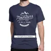Hipster de bergen zijn bellende T-shirt Mannen Merk Katoen Tops T-shirt Klimmen Wandeling Tshirts 210707