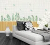 Tapety Papel De Parede Nowoczesne Białe Mozaiki Liście Świeże 3d Tapety ścienne, Salon Sypialnia TV Ściana Łazienka Papiery Home Decor