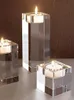 Ljushållare Högkvalitativ Square Crystal Transparent Glashållare Bröllopsfest Hem Dekoration Ljusstake Table Crafts