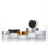 Frosted Glass Cream Bottle 5g~50g Empty Container Cosmetic Jars with Black white Gold Silver Lid