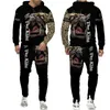 Woest luipaard 3D-gedrukte hoodie + broek zwart trainingspak mannen vrouwen sweatshirts tweedelige sets lange mouw herenkleding pak G1217