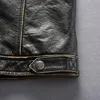 Giacca da moto da uomo in finta pelle vintage genuina con tasche colletto alla coreana stile coreano slim fit giacca da moto da uomo