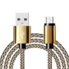 Micro USB-kabels Metalen Snelle gegevens Opladen Nylon Sync Mobiele Telefoon Android-oplader Kabel voor Samsung Sony HTC LG Android Type C Gevlochten Draad 1m