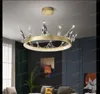 Light luxury crown crystal bedroom chandelier living room modern children's home master lamp