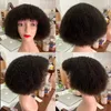 Mänskligt hår Afro Kinky Curly Wigs 150% Densitet 12 tum 1B Capless Wig Perruques de Cheveux FUNS RQY4328