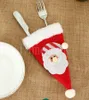 Christmas Hat Cutlery Torba Cukierki Prezent Torby Śliczne Kieszeń Widelec Nóż Uchwyt Stołowy Kolacja Dekoracyjne DD301