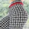 Blackarachnia spandex 8% hoge elastische workout leggings voor vrouwen push-up legging plaid afdrukken broek casual dames sportkleding 211204