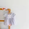 Summer Baby Girl Body Plaid Jumpsuit avec couvre-chef born Cute Style Kids Clothes E1002 210610