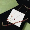Trendy Star Crystal Necklaces Letter Pendant Bracelet Women Anniversary Party Jewelry Sets With Stamps