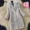 Faux Fur Coat Women Autumn Winter Long Jackets Female Casual Thick Warm Faux Fox Fur Collar Coat Slim Outwear Clothes 5XL 210927