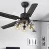 Ceiling Fans Black Vintage Fan With Lights Remote Control Ventilador De Techo 220 Volt Bedroom Light Lamp E27 Bulbs