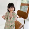 Cute Grid Spring Summer Girls Dresses Kids Toddler School Uniform Dresses 2021 Pink Green Children Clothes High Quality Q0716