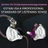 KZ ZS10 برو سماعة معدنية 4BA + 1DD الهجين 10 السائقين مركبتي باس سماعات في الأذن مراقب سماعات الرياضة إلغاء الضوضاء سماعات