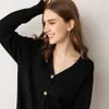 Cardigan femme lång lös stickad tröja långärmad v nacke jumper cardigans casual streetwear mode pull femme coat höst