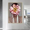 Modern Mode Art Flower Girl Woman Prints Canvas Målning Väggkonst för vardagsrum Heminredning Entrébilder Framlösa