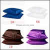 Pillow Case Bedding Supplies Textiles Home & Garden 100% Polyester Satin Simple Style Extra Smooth Simated Silk Solid Color Pillowcase Soft