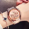 럭셔리 로즈 골드 여성 캐주얼 시계 방수 캘린더 여성 골든 레이디 시계 210310에 대 한 독특한 쿼츠 비즈니스 드레스 시계