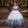 2021 Été Adolescent Demoiselle D'honneur Robe Enfants Robes Pour Filles Enfants Rétro Dentelle Princesse Robe Fille Fête Et Robe De Mariée Q0716