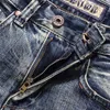 Style italien mode hommes jean rétro jaune bleu lavage coupe ajustée déchiré pour Vintage Patchwork concepteur Denim Punk pantalon