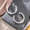 Pendientes de aro de la perla de la imitación blanca coreana para las mujeres Redondo Faux Big Declaración Earings Boho Boda Joyería