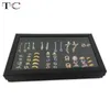 Squisito pratico Fine 100 Slot Ring Display Tray Organizer Show Case Jewelry Orecchini Holder Storage Box Finestra trasparente