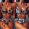 Catei Karrui Kvinnors Baddräkt Varumärke Design Leopardtryck Bikini Split Högkvalitativ Sexig Hög Midja Plus Storlek 210621