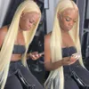 13x4 Lace Frontal Wig Raw Human Hair Glueless 12-32inch Brazilian Straight Blonde 613 Long Pre Plucked