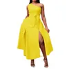 Robe d'été évasée pour femmes, sexy, fente haute, asymétrique, épaule dénudée, dos nu, robe de soirée, mode club, taille haute, robe avec ruban, Y1006