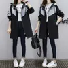 Mulheres Cinza Trench Coat Primavera Outono Loxo Casual Casaco Longas Casacos Ladies Vintage Streetwear Patchwork Windbreaker 210914