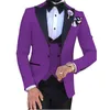 Pink Slim Fit Men Suits for Wedding Formal Groomsmen Tuxedo 3 Piece Jacket Double Breasted Vest with Pants Fashion Costume X0909