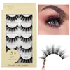 5pairs 3D Faux Mink Eyelashes Dramatic Multilayer False Eyelash Extension Fluffy Handmade Lashes Makeup Tools