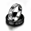 La sua bestia in acciaio inossidabile argento nero fascia anello coppia anelli di fidanzamento gioielli da sposa per donna uomo Dropship