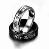 Her Beast Stainless Steel Silver Black Band Ring Couple Engagement Rings Wedding Jewelry for women men Dropship