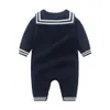 Mudkingdom boutique boys tröja rompers vår höst långärmad segel Sattle spädbarn krypa jumpsuit baby kläder 210309