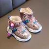 Children's Snow Boots Waterproof Thicken Warm Girls Boys Non-slip Cotton Shoes Flashing Lights 211227