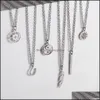 Pendant Necklaces & Pendants Jewelry Trendy Stainless Steel Feather Necklace Men Charm Geometric Rectangar Sun Couples 2021 Choker Drop Deli