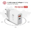 USB PD 18W CARGA RÁPIDA QC 3.0 para iPhone UE US Plug Charger Rápido para Samsung S10 Huawei Prático Conveniente