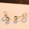 PAG&MAG Genuine 18K Gold Solid Bead Ball Stud Earrings For Women Minimalism Yellow Gold Earrings Statement Jewelry Pendientes 211012