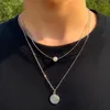 Pendant Necklaces Simple Chain With Coin/Pearl Necklace For Men/Women Fashion Unisex Layered 2022 Trendy Jewelry Girls Gift