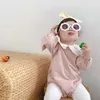 Bébé fille brodée barboteuses né style coréen combinaison infantile coton barboteuse été enfant en bas âge boutique vêtements 210615