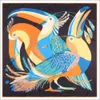 Satin Edge Scarf Women's Scarves Female Silk Hand Rolled Edges Animal Toucans Print Bandana Headwrap Q0828