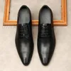 Zakelijke Kantoor Mannen Jurk Trouwschoenen Italië Design Formele Zwarte Khaki Luxe Hoge Kwaliteit Real Cowhide Leather Oxford Man Shoe