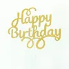 Festivo Gold Silver Glitter Happy Birthday Party Cake toppers decoración para niños favores Suministros de decoración para bebés RH2760