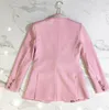 Kvinnors Jackor Passar Designer Långärmad Floral Foder Rose Knappar Rosa Blazers Outer Jacka Kvinna