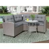 U_style 4 Piece Resin Wicker Patio Furniture Set with Round Table Gray cushions US stock a10